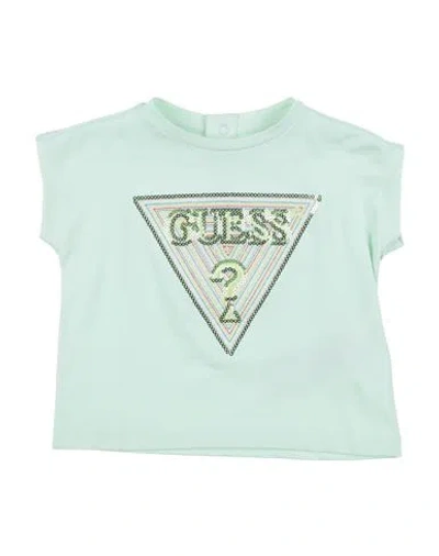 Shop Guess Newborn Girl T-shirt Light Green Size 3 Organic Cotton, Elastane
