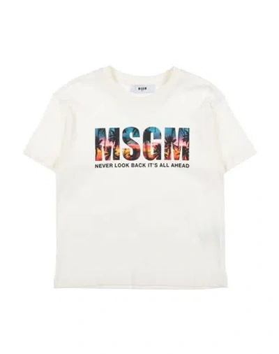 Msgm Toddler Boy T-shirt Cream Size 6 Cotton In White