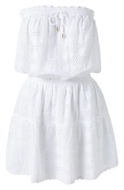 Shop Melissa Odabash Colette Broderie Anglaise Cover-up Minidress In White