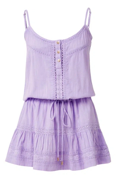 Shop Melissa Odabash Kelly Cotton Cover-up Minidress In Lavender