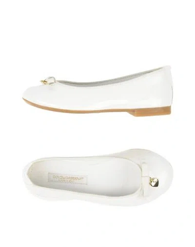 Shop Dolce & Gabbana Toddler Girl Ballet Flats White Size 9c Calfskin, Lambskin