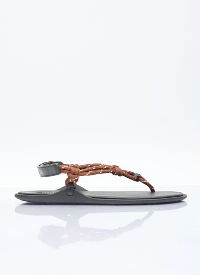 Shop Miu Miu Riviere Cord And Leather Sandals In Brown