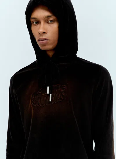 Shop Acne Studios Velvet Hooded Sweatshirt In Black