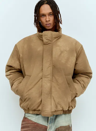 Shop Acne Studios Dyed Puffer Jacket In Brown