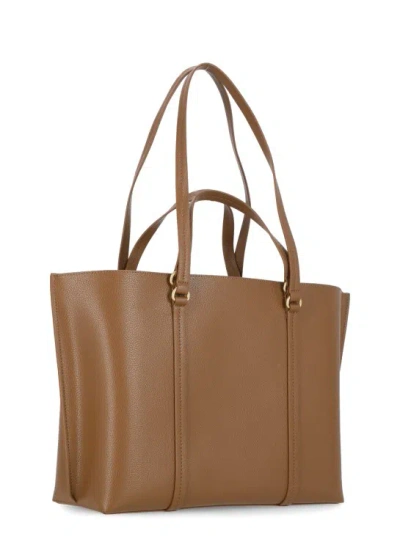 Shop Pinko Leather Shopper Bag In Brown