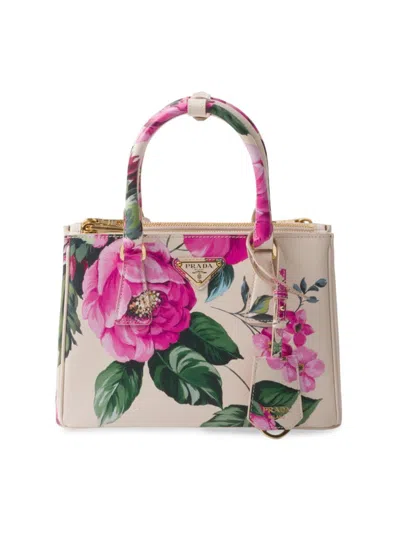 Shop Prada Women's Galleria Printed Saffiano Leather Bag In Pink