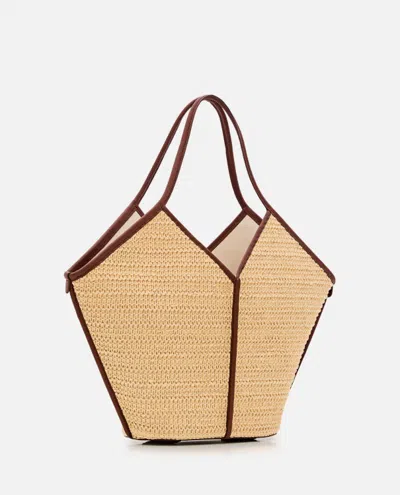 Shop Hereu Calella Rafia Bicolor Shoulder Bag In Brown