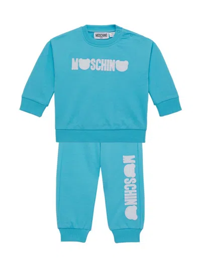 Shop Moschino Baby Boy's & Little Boy's Teddy Bear Logo Sweatshirt & Joggers Set In Blue