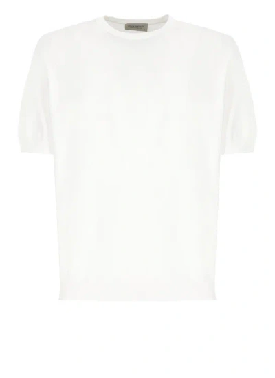Shop John Smedley White Cotton Tshirt