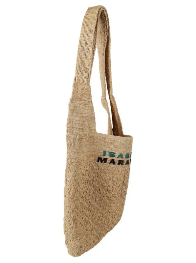 Shop Isabel Marant Sand Beige Woven Raffia Bag In Neutrals