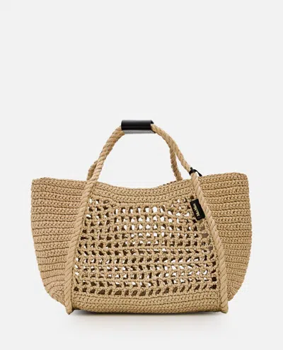 Shop Max Mara Small Basketma Tote Bag In Brown