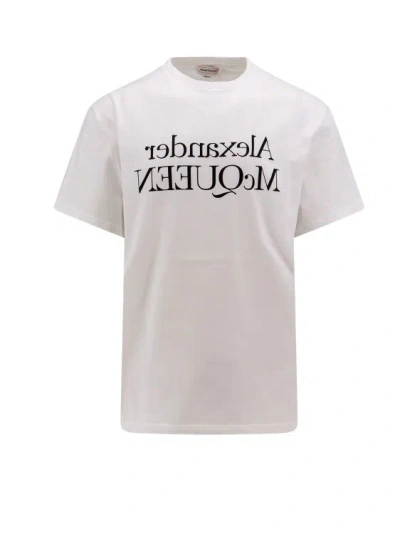 Shop Alexander Mcqueen Cotton T-shirt With Frontal Logo In White
