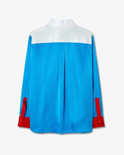 Shop Serena Bute Satin Colour Block Shirt - Retro Blue