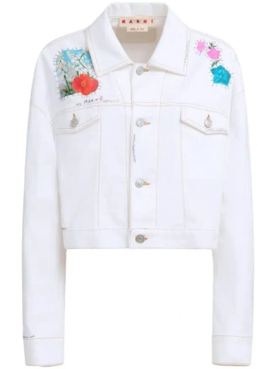 Shop Marni White Denim Jacket