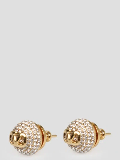 Shop Valentino Vlogo Signature Metal And Swarovski Crystal Earrings In Gold