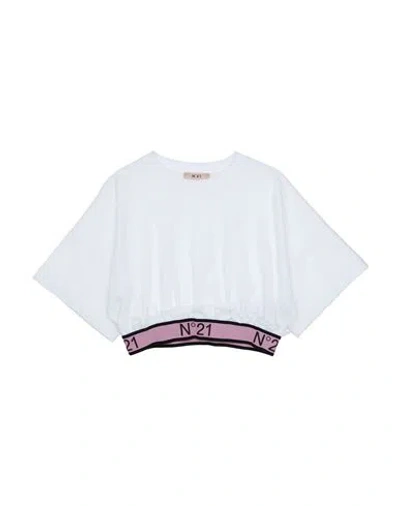 Shop N°21 Toddler Girl T-shirt White Size 4 Cotton, Elastane, Polyamide, Polyester