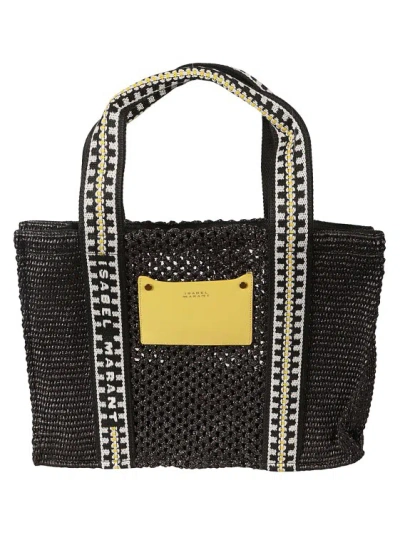 Shop Isabel Marant Black Open Top Interwoven Bag