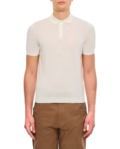 Shop Drumohr Cotton Polo Shirt In White