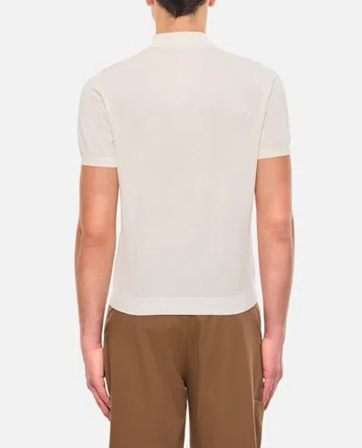 Shop Drumohr Cotton Polo Shirt In White