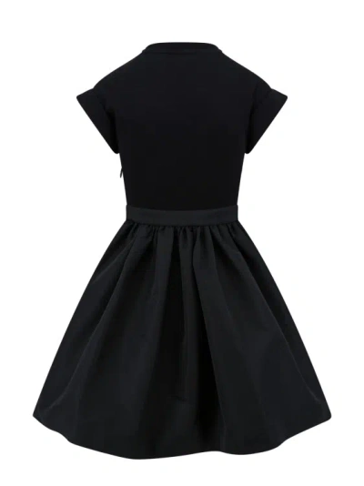 Shop Alexander Mcqueen Organic Jersey And Polyfaille Dress In Black