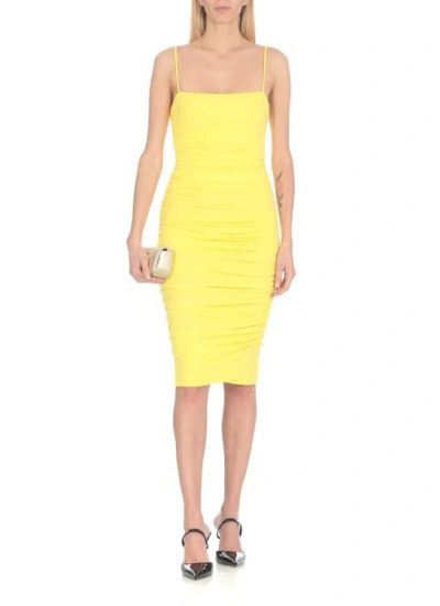 Shop Pinko Yellow Viscose Dress