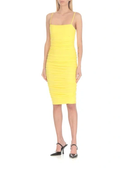 Shop Pinko Yellow Viscose Dress