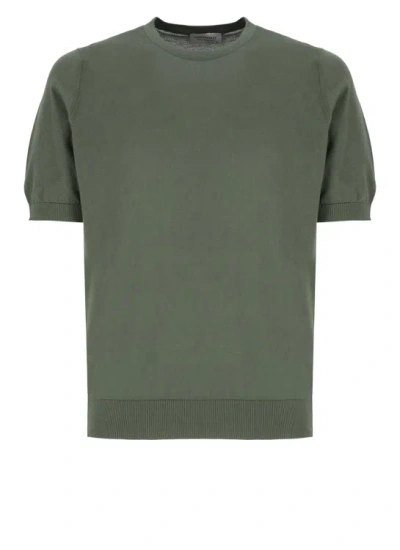 Shop John Smedley Dark Green Cotton Tshirt