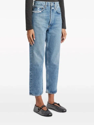 Shop Agolde 90s Crop Straight-leg Denim Jeans In Blue