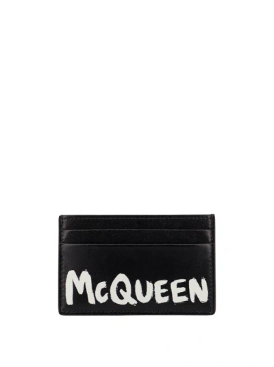 Shop Alexander Mcqueen Leather Card Holder In Black