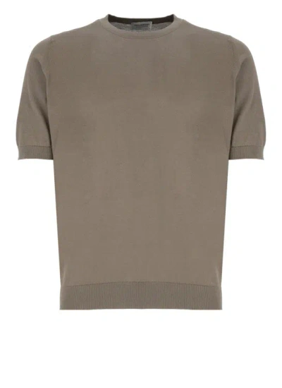 Shop John Smedley Beige Cotton Tshirt In Brown