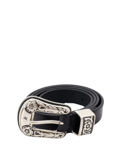 Shop Golden Goose Leather Belt In Black