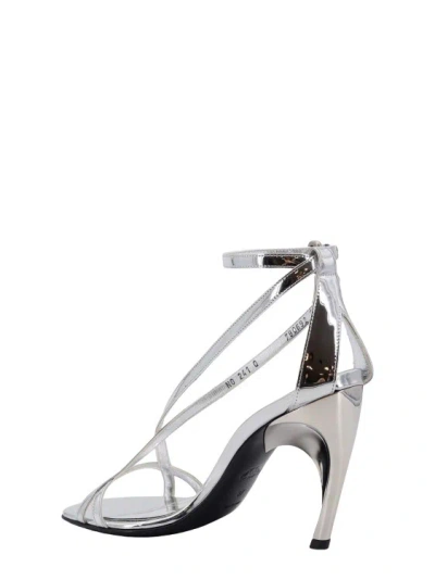 Shop Alexander Mcqueen Mirrored Leather Sandals In Silver