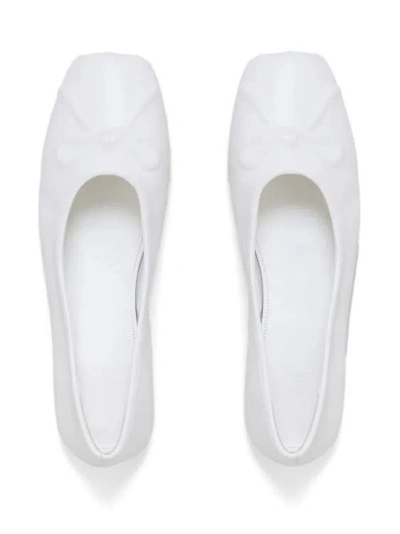 Shop Marni White Bow-embossed Ballerinas