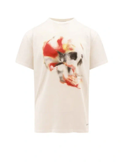 Shop Alexander Mcqueen Obscured Skull Organic Cotton T-shirt In White