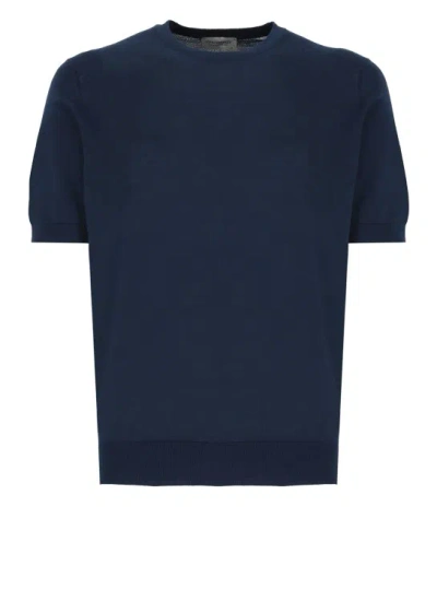 Shop John Smedley Blue Cotton Tshirt