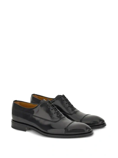 Shop Ferragamo Black Lace-up Oxford Shoes