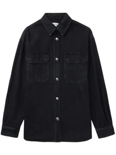Shop Agolde Long-sleeve Cotton Denim Shirt In Black