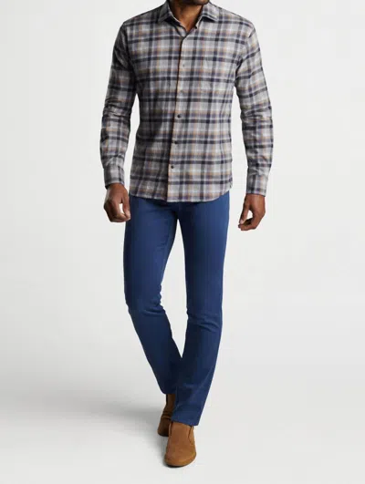 Shop Peter Millar Iron Way Cotton Sport Shirt In Gale Grey In Multi