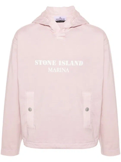 Shop Stone Island Navy Pink Sweatshirt