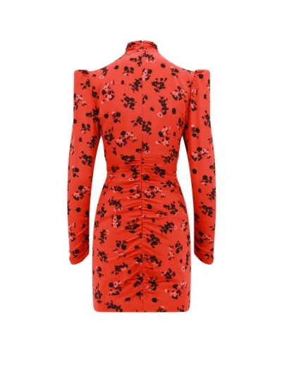 Shop Alessandra Rich Silk Dress With Drapery On The Front In Orange