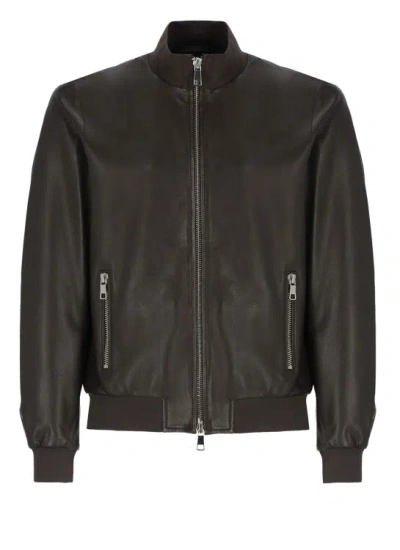 Shop The Jack Leathers Brown Leather Jacket In Black