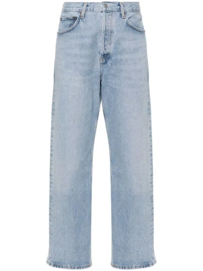 Shop Agolde Fran Low-rise Straight-leg Jeans In Blue