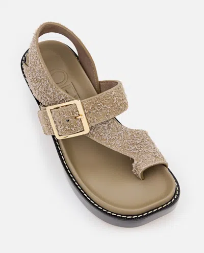 Loewe Khaki Open Toe Sandals In Brown