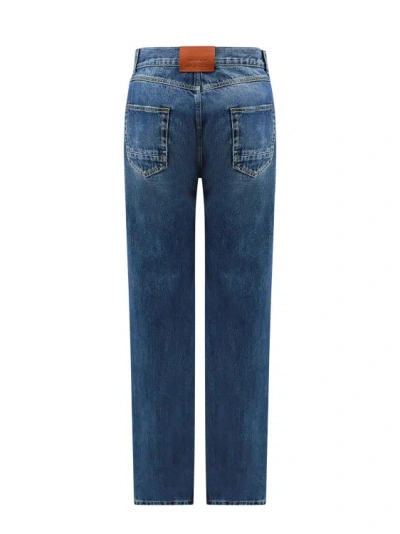 Shop Alexander Mcqueen Cotton Jeans With Leather Logo Patch In Blue