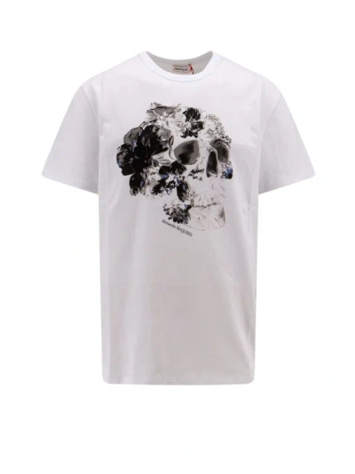 Shop Alexander Mcqueen Cotton T-shirt With Iconic Frontal Skull In White