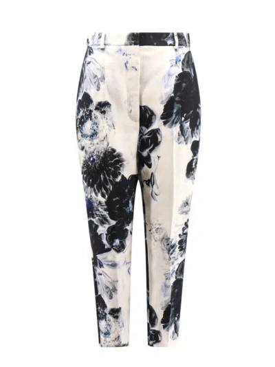 Shop Alexander Mcqueen Viscose Trouser With Floral Print In White