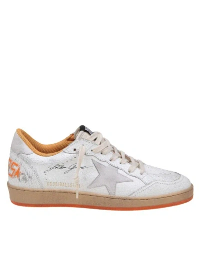 Shop Golden Goose Ballstar Vintage Leather Sneakers Color White And Orange