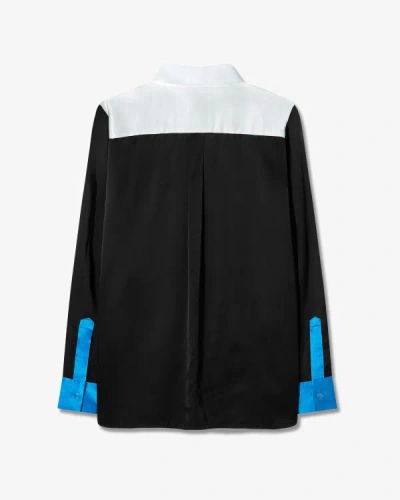 Shop Serena Bute Satin Colour Block Shirt - Black
