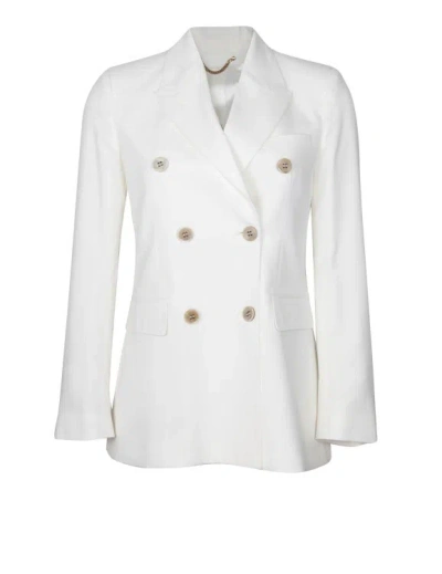 Shop Golden Goose Double-breasted Diva Blazer In Wool Blend In White