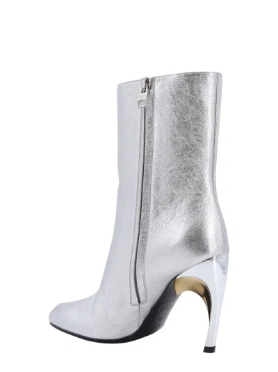 Shop Alexander Mcqueen Laminated Leather Ankle Boots In Silver
